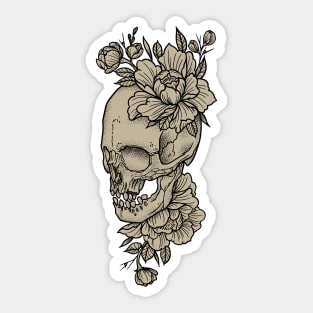 Skull and Peony Flowers Color Variant Sticker